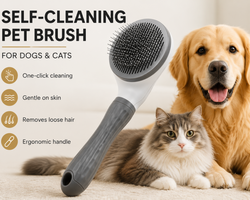 Self-Cleaning Pet Grooming Brush – Gentle Deshedding Brush for Dogs & Cats